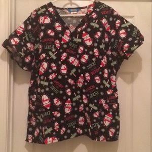 Christmas scrub top